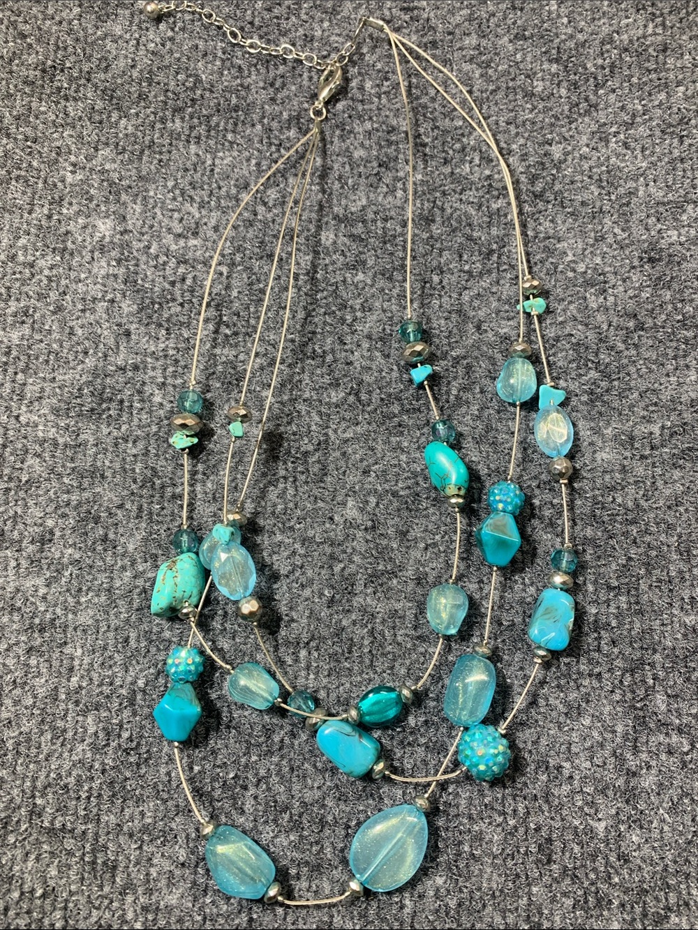 Source Unknown Turquoise & Teal Layered Bead Necklace